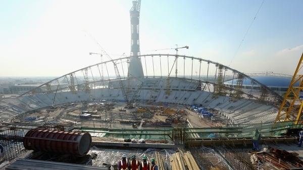 Construction work the Khalifa International Stadium ahead of the 2022 World Cup in Qatar