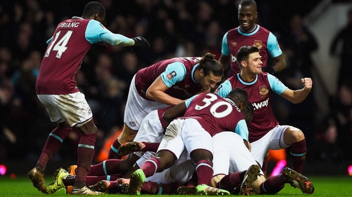West Ham celebrate Angelo Ogbanna's last-gasp winner