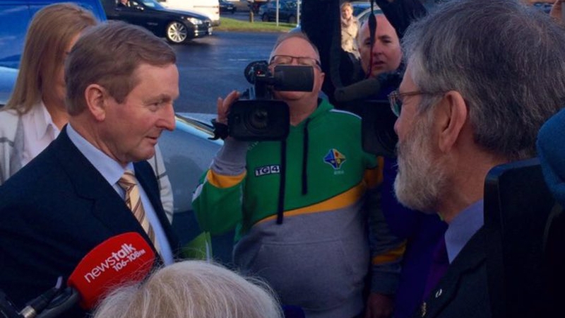 Enda Kenny and Gerry Adams bumped into each other in Sligo. Pic: Samantha Libreri, Twitter