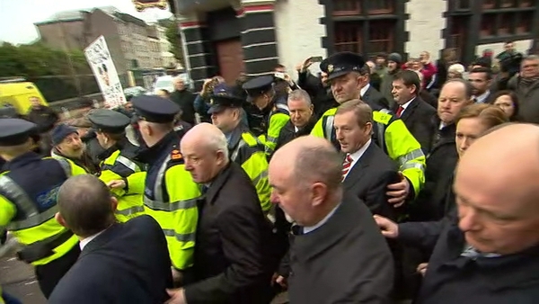 Protesters opposed to water charges were waiting for the Taoiseach in Cork today