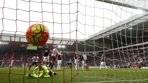 David De Gea looks on as Wahbi Khazri's free-kick finds the back of the Manchester United net