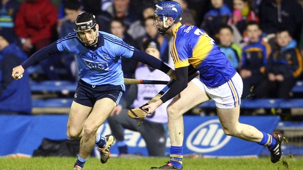 Dublin's Mark Schutte in action against Tipperary's Tomás Hamill