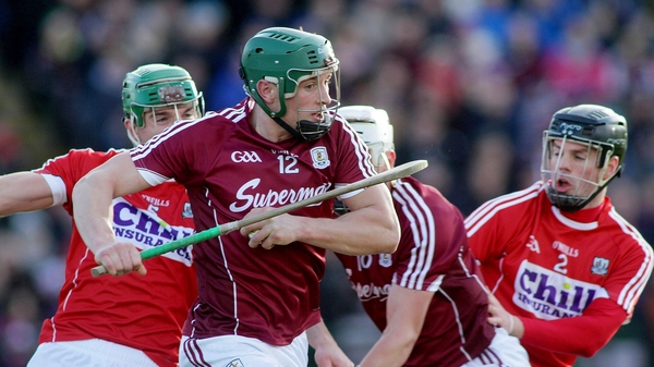 Niall Burke comes away with possession yesterday