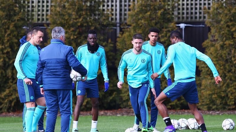 John Terry and his Chelsea colleagues training on Monday ahead of their trip to Paris