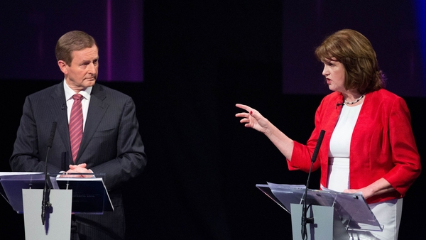 Enda Kenny and Joan Burton at the debate in the University of Limerick