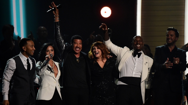 John Legend, Demi Lovato, Lionel Richie, Meghan Trainor, Tyrese Gibson, and Luke Bryan