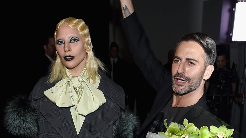 Lady Gaga and Marc Jacobs backstage after the show