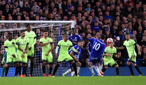 Eden Hazard scores with a well-placed freekick