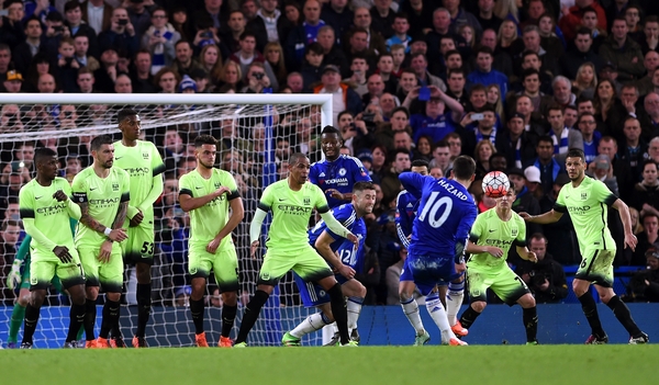 Eden Hazard scores with a well-placed freekick