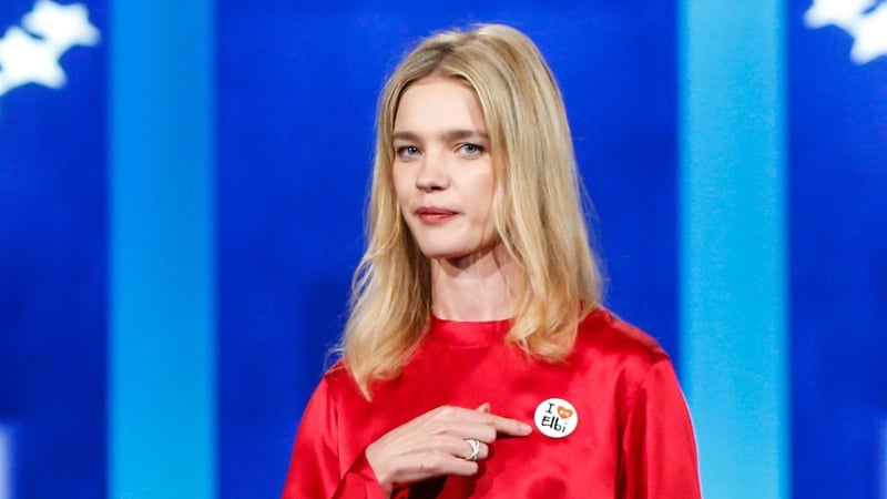 Natalia Vodianova points at her latest project - Elbi