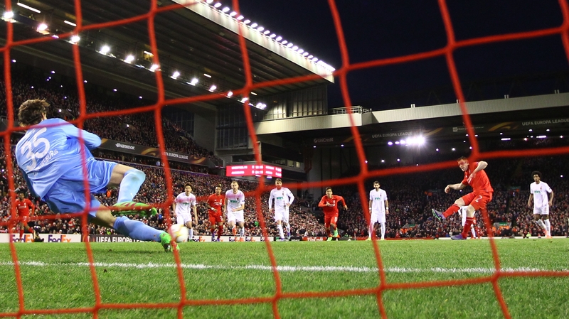 James Milner scores from the penalty spot for Liverpool