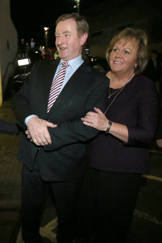 Fine Gael leader Enda Kenny with his wife Fionnuala arriving at the vote count in Castlebar. Voters punished the coalition government and boosted smaller parties