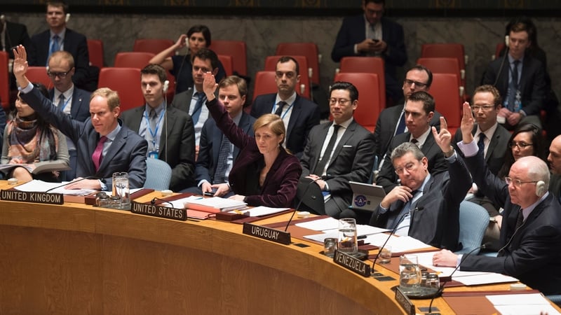 Members of the UN Security Council vote on sanctions against North Korea