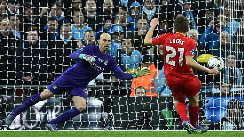 Lucas Leiva missed his spot-kick in the Capital One Cup final
