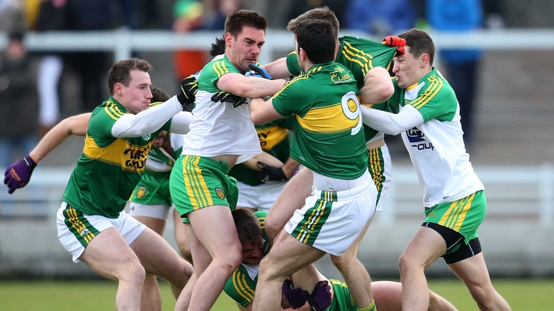 Tempers flare between the teams early on at Austin Stack Park