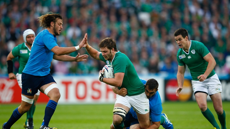 Quintin Geldenhuys in action for Italy against Ireland at last year's World Cup