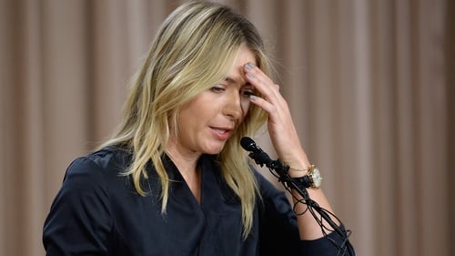Sharapova at the media conference when she broke the news of her failed dope test