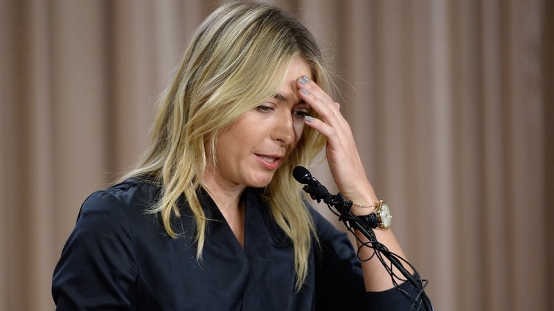 Sharapova at the media conference when she broke the news of her failed dope test