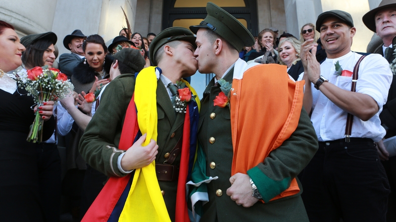 Mark and Kerwin wed in 1916 attire