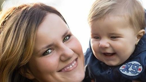 Baby Karol Rozycki pictured with his mother Anna