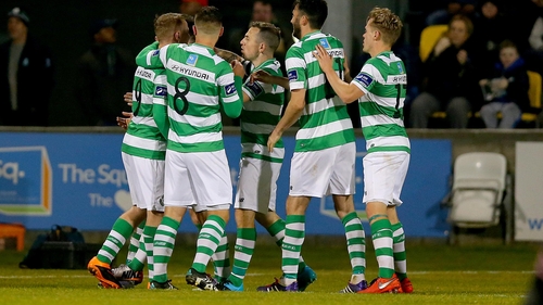 Danny North of Rovers celebrates the opener