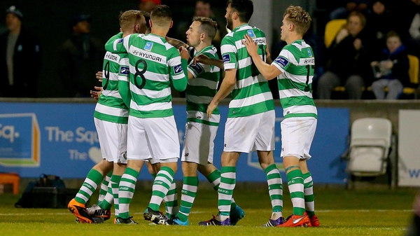 Danny North of Rovers celebrates the opener