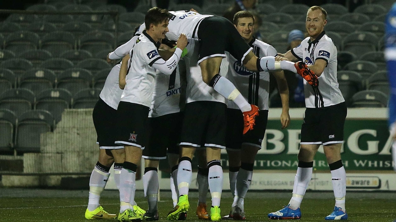 Dundalk celebrate Paddy Barrett's goal against Finn Harps
