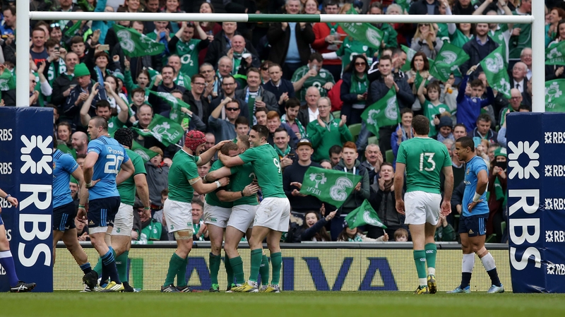 Ireland ran in nine tries against the hapless Italians