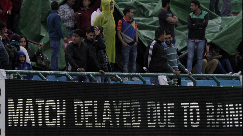 The match was reduced to six overs apiece due to rain