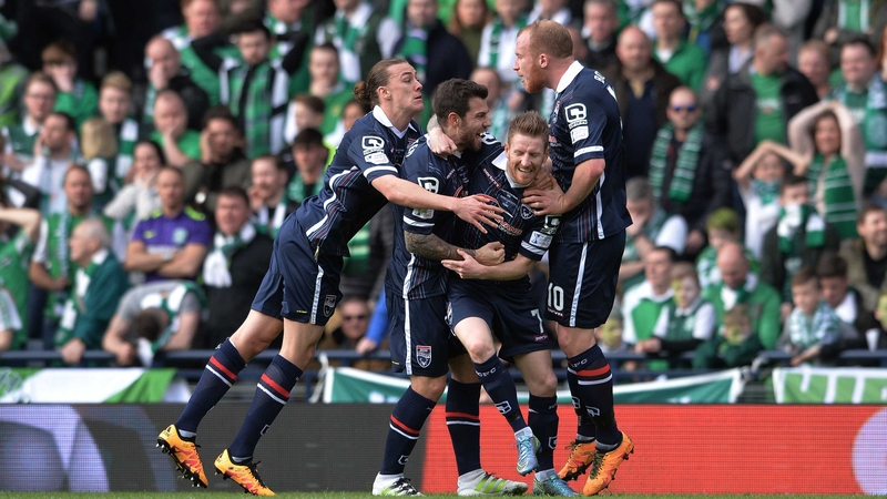 County players celebrate Michael Gardyne's goal