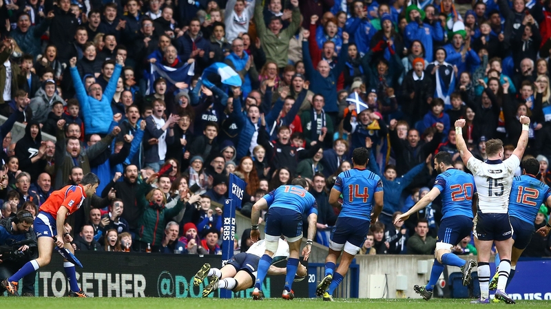 Tim Visser scores for Scotland