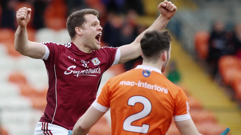 Eddie Hoare celebrates a late equalising goal for Galway