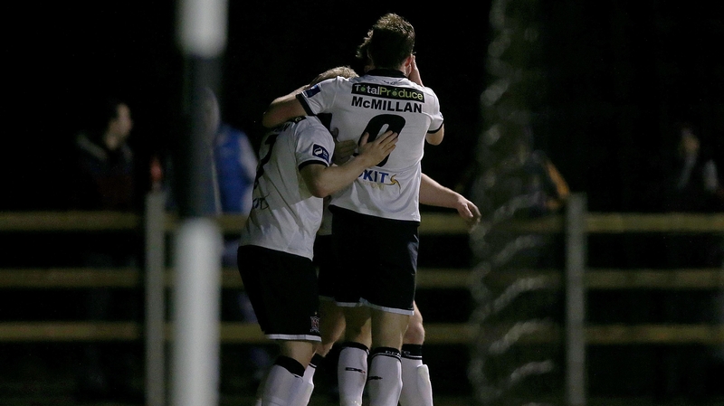 David McMillan celebrates the opening goal of the game