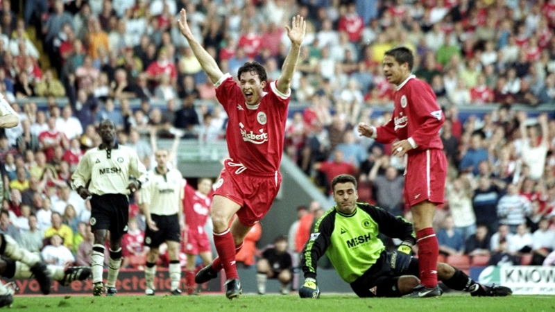 Robbie Fowler in action against Charlton Athletic in 1998