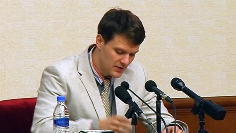 Otto Warmbier was accused of stealing a propaganda slogan from his hotel