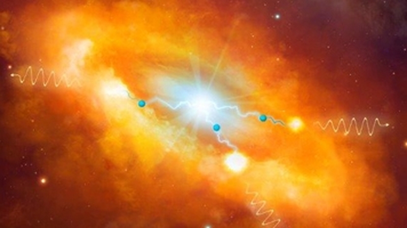 Artist's impression of giant molecular clouds surrounding the centre of the galaxy (Pic: Dr Mark A. Garlick/ H.E.S.S.)