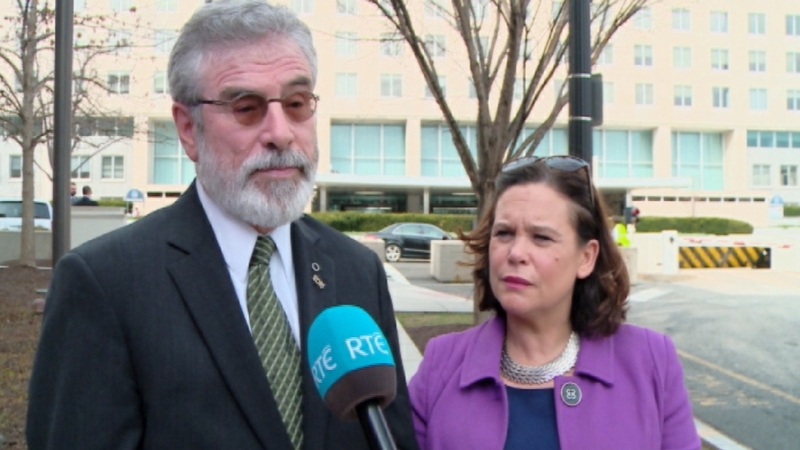 Gerry Adams left the White House after waiting for more than an hour