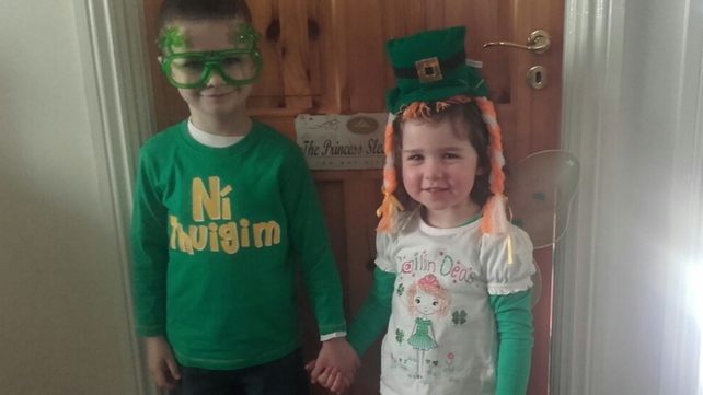 Harry and Freya Grennan all ready for the parade in Tullamore, Co Offaly (Pic: Caren Grennan)