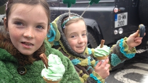 Green ice cream in March - Kate and Molly O'Connor enjoying the cool stuff in Bunclody, Co Wexford (Pic: Sharon Quigley)