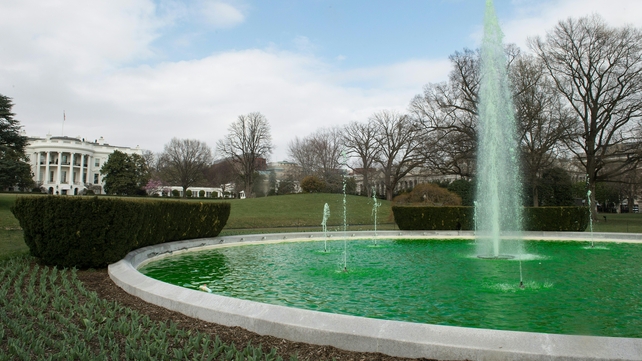The fountain on the South Lawn of the White House got a green makeover