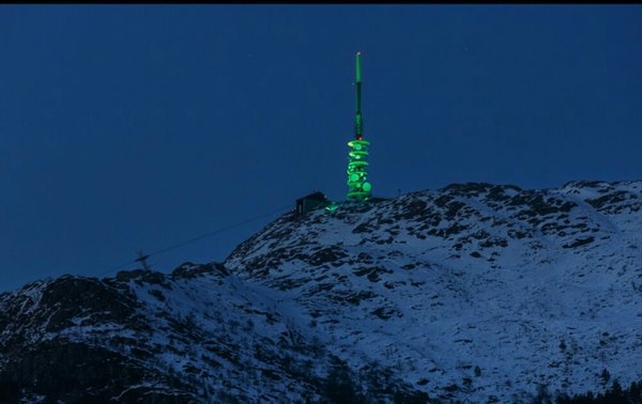The Mount Ulriken TV mast in Bergen, Norway (Pic: Tourism Ireland 'Global Greening')