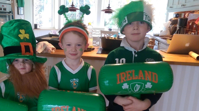 Dante(3), Kasper(5) and Tristan Boylan (7) celebrating St Patrick's Day in Gothenburg Sweden (Pic: Anthony Boylan)
