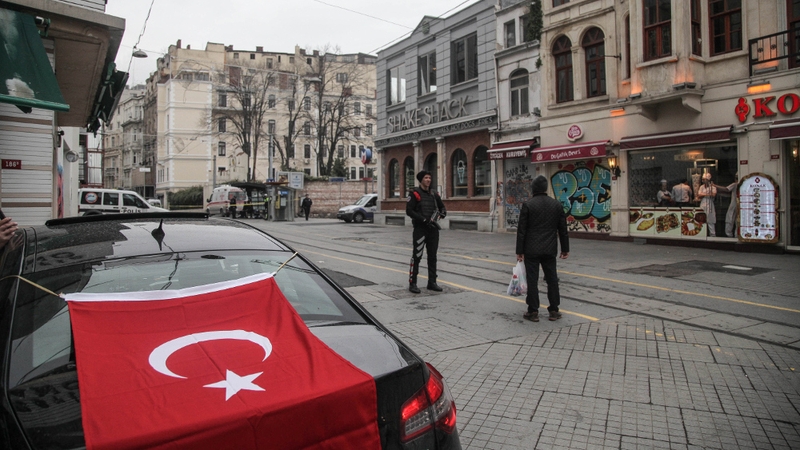The blast was a few hundred metres from an area where police buses are often stationed and sent panicked shoppers scurrying into side alleys off Istiklal Street