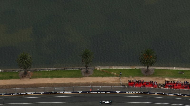 Lewis Hamilton on the track during qualifying for the Australian Formula One Grand Prix in Melbourne