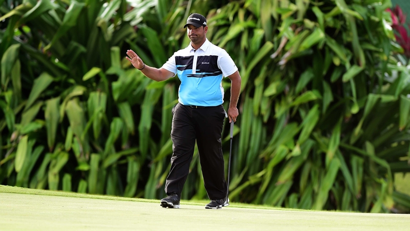 Rafael Campos after making his par putt on the 16th