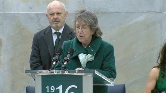 Muriel McAuley, granddaughter of Thomas MacDonagh, read an extract of a letter sent by Pádraig Pearse from Kilmainham Gaol