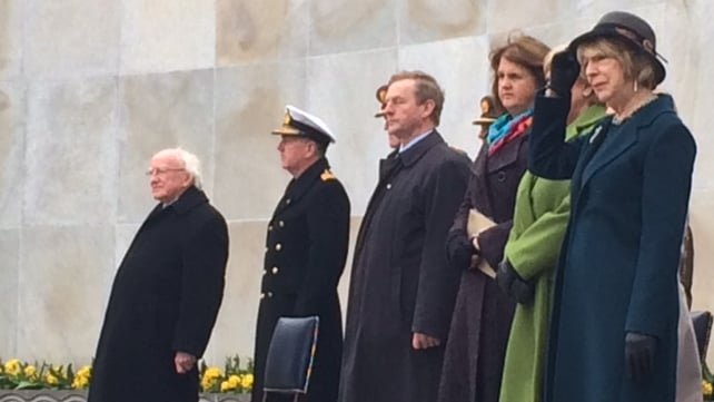 Acting Taoiseach Enda Kenny, acting Tánaiste Joan Burton and acting Minister for Arts Heather Humphreys attended the ceremony
