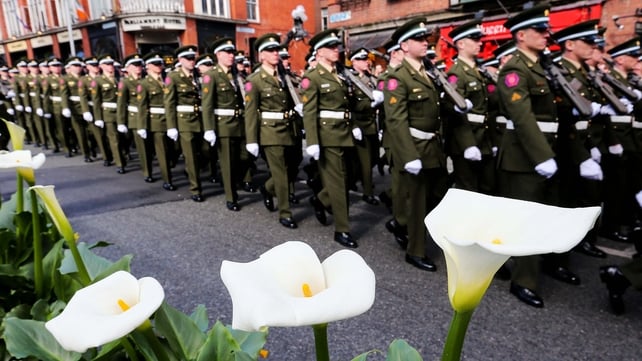 Soldiers march down Dame Street