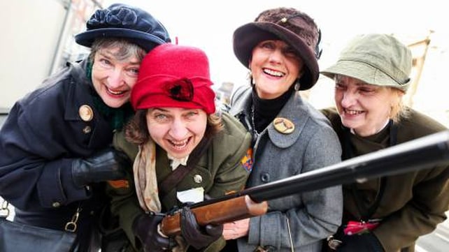 Columba Tierney Graigue from Kilkenny (second from left) with her comrades at the RTÉ Reflecting the Rising event
