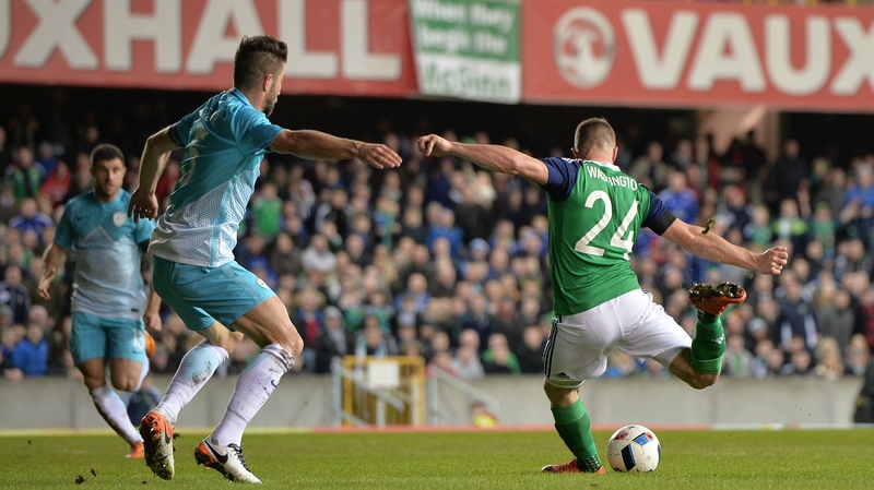 Conor Washington of Northern Ireland scored his first international goal